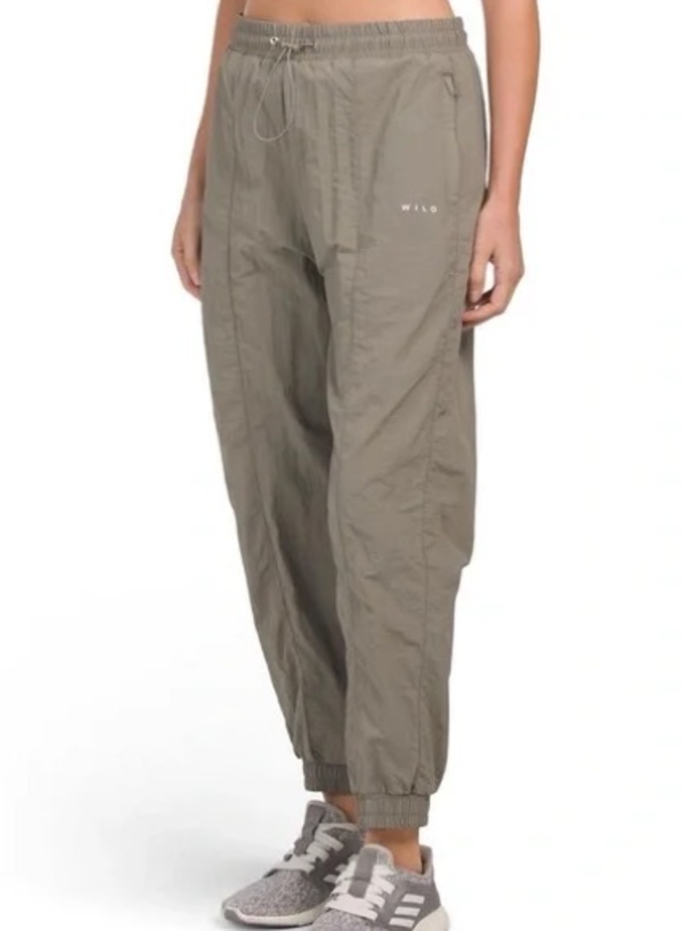 Wilo The Label Nylon Parachute Jogger Pants Olive Green Size Medium Sporty